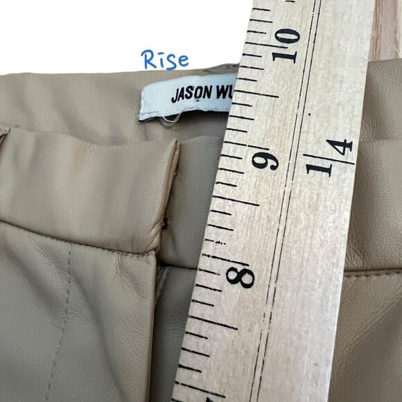 Jason Wu Beige Vegan Leather Split Hem Ankle Pants Size 25 - Picture 6 of 10
